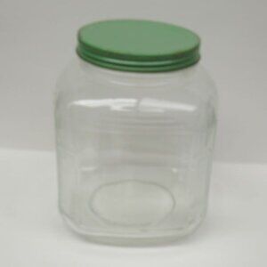 Vintage Gallon STORE or COFFEE JAR with Original Metal Green Screw-On Lid